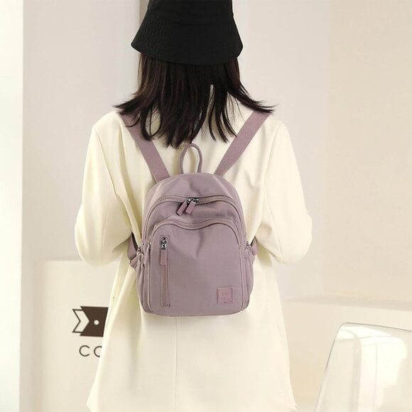 Mini Backpack for Women Nylon Small Travel Purse Cute Light Purple main image 2